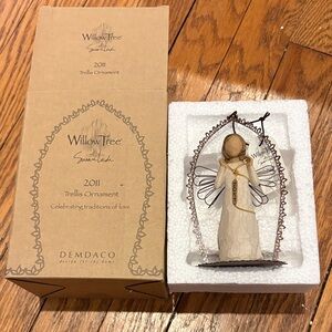 Willow Tree Trellis Ornament - Cream and Brown